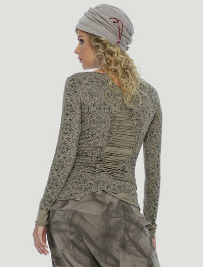 DRAG BRAIDED Long Sleeve top In Cement