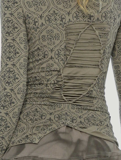 DRAG BRAIDED Long Sleeve top In Cement
