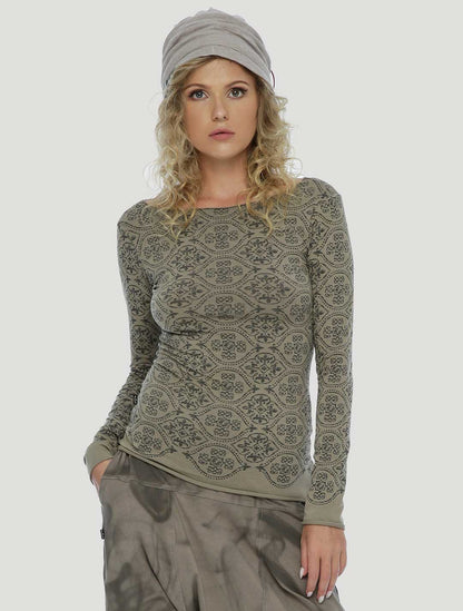 DRAG BRAIDED Long Sleeve top In Cement