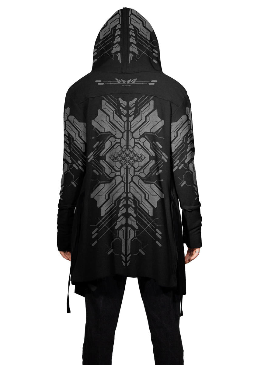 DELTA UNISEX Hood Cardigan Duster In Black