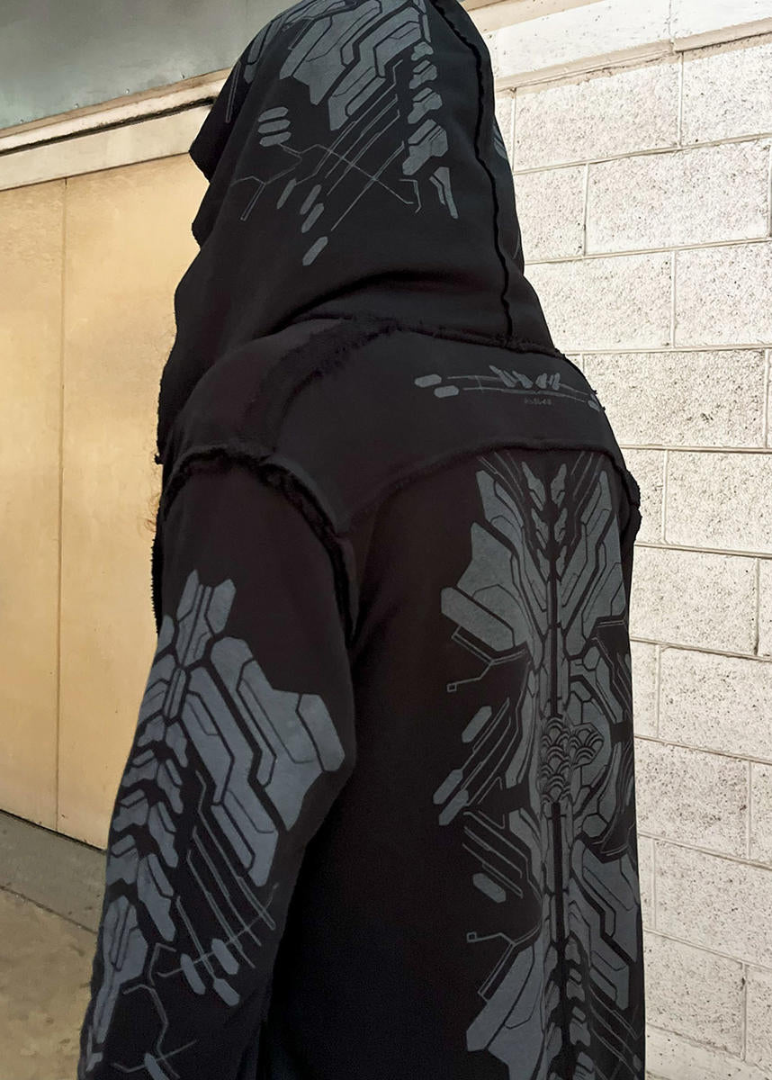 DELTA UNISEX Hood Cardigan Duster In Black