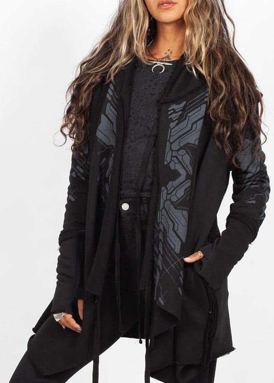 DELTA WO Hood Cardigan Duster In Black