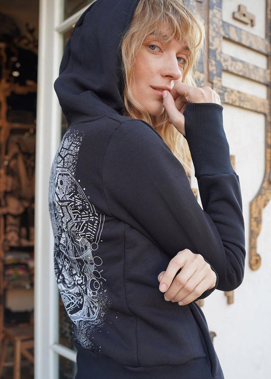 DIGITAL NATURE WO Zip Hood In Black