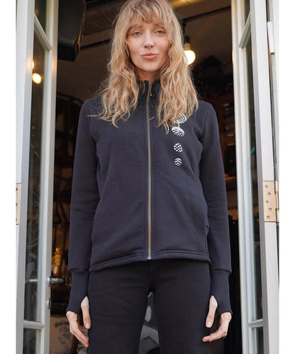 DIGITAL NATURE WOMAN  Zip Hood In Black