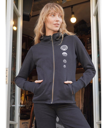 DIGITAL NATURE WOMAN  Zip Hood In Black