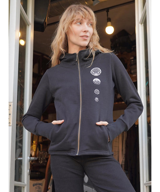 DIGITAL NATURE WOMAN  Zip Hood In Black