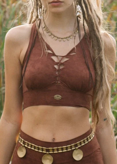 Yoga Top in Shabby Terracotta Brown
