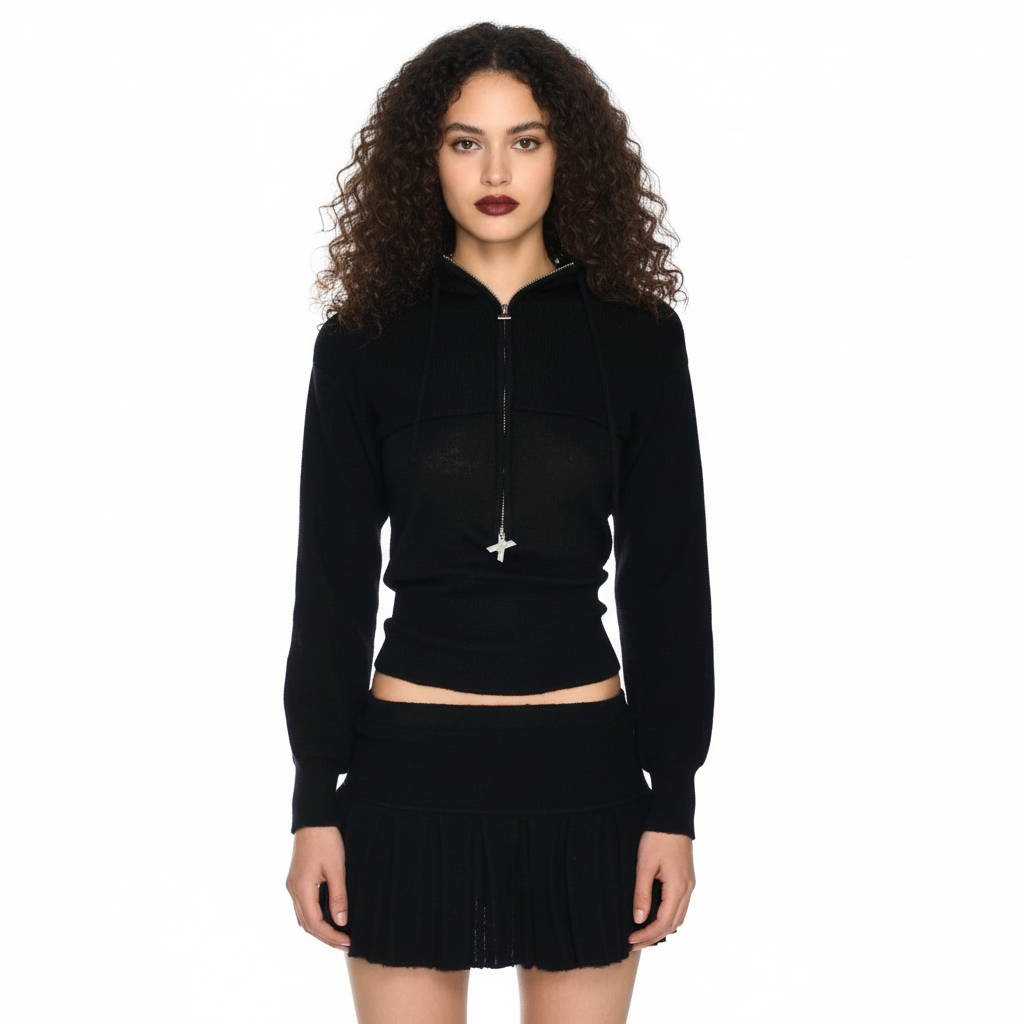 BLACK KNIT Mini Skirt