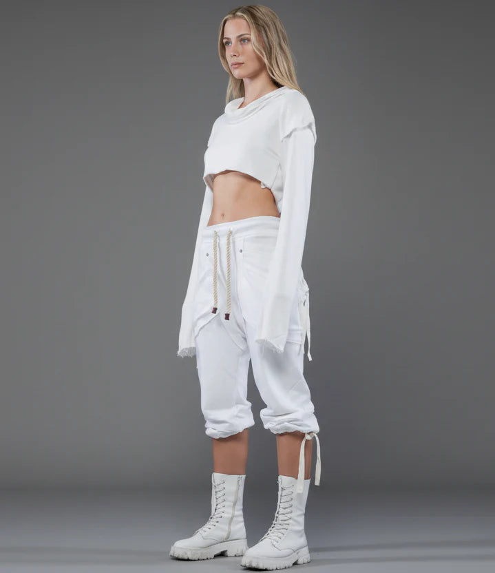 XB RMX Crop Sweater Crop Top In Off-White