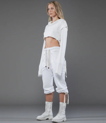 XB RMX Crop Sweater Crop Top In Off-White