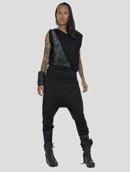 ELEVEN Unisex Asymmetric Romper Pants - Black