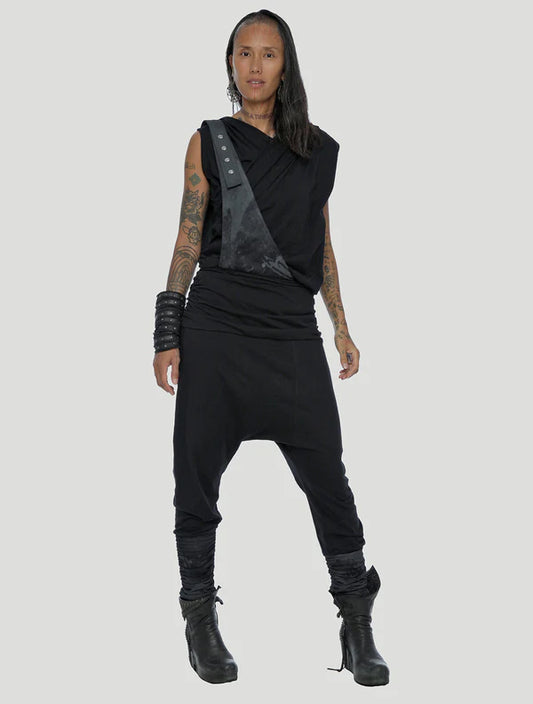 ELEVEN Unisex Asymmetric Romper Pants - Black
