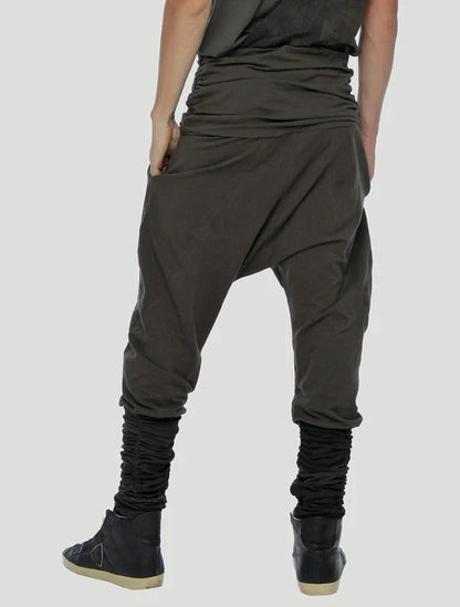 ELEVEN Unisex Asymmetric Romper Pants - Olive Noir