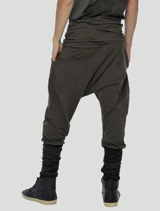 ELEVEN Unisex Asymmetric Romper Pants - Olive Noir