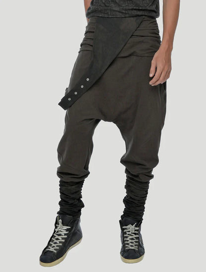 ELEVEN Unisex Asymmetric Romper Pants - Olive Noir