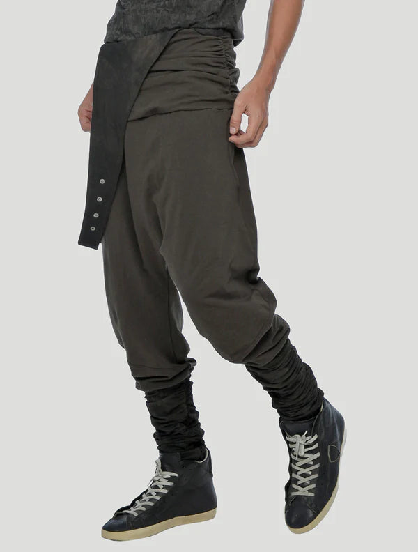 ELEVEN Unisex Asymmetric Romper Pants - Olive Noir