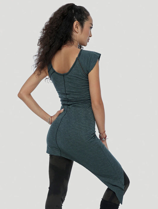 EKA Zip Asymmetrical Tunic In Teal