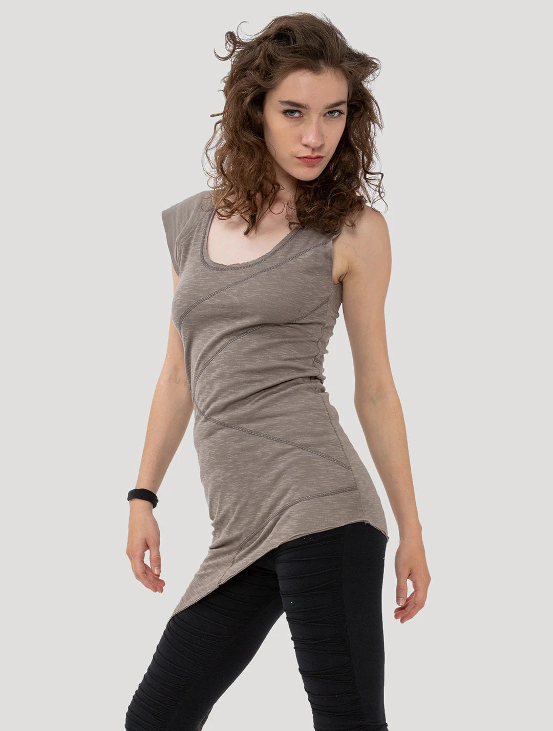EKA Zip Asymmetrical Tunic In Cement