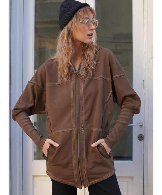 FROST WO Zipper Jacket In Wash Brown