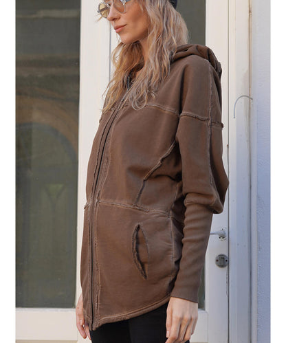 UNISEX FROST PIGMENT Zipper Jacket In Wash Brown
