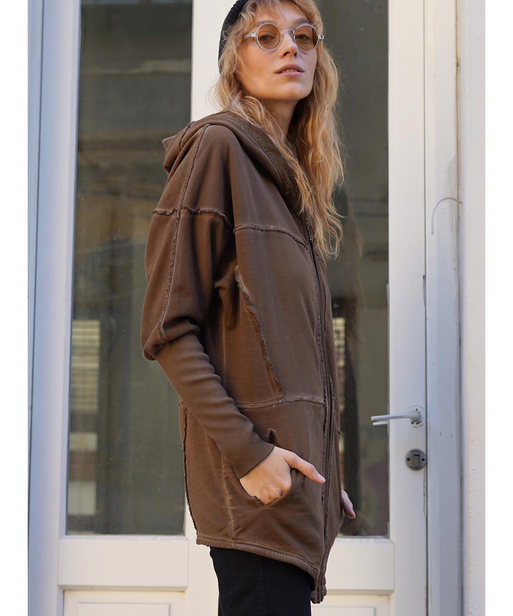 UNISEX FROST PIGMENT Zipper Jacket In Wash Brown