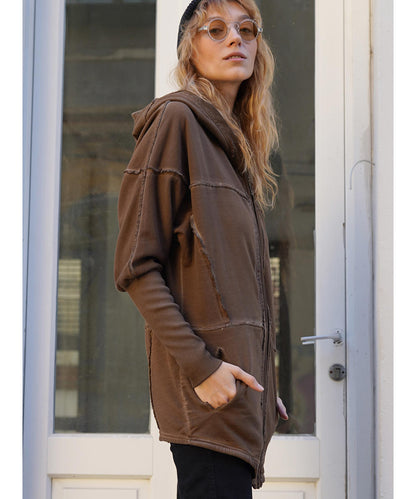 UNISEX FROST PIGMENT Zipper Jacket In Wash Brown