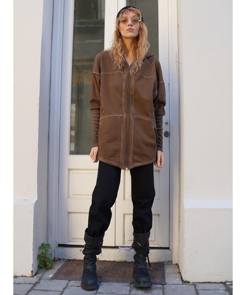 UNISEX FROST PIGMENT Zipper Jacket In Wash Brown
