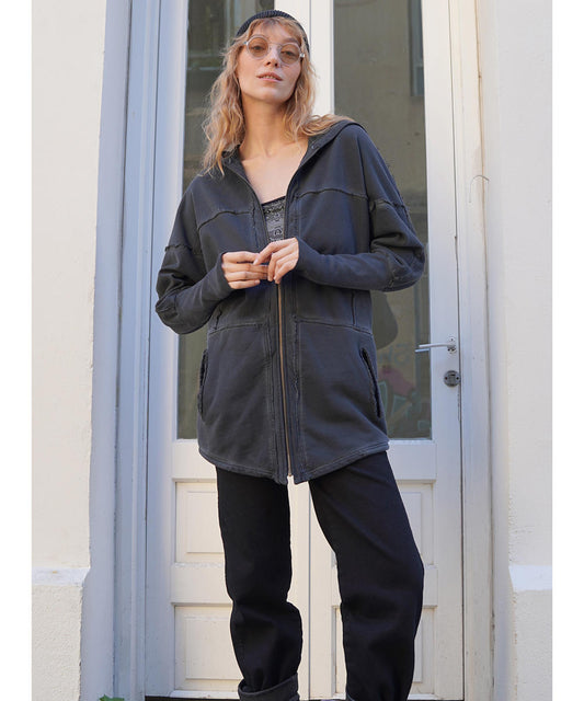 FROST WO Zipper Jacket In Wash Brown