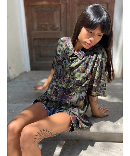 FUNTASM JUNGLE Short Sleeve Botton Shirt In Brown