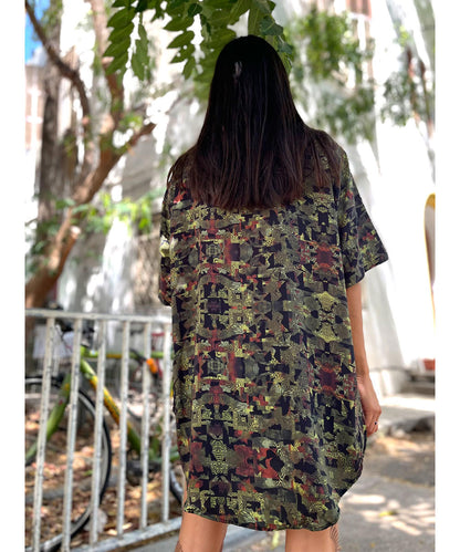 FUNTASM JUNGLE Short Sleeve Botton Shirt In Brown