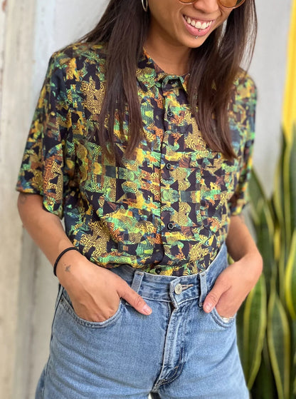 FUNTASM JUNGLE UNISEX Button Shirt In Brown
