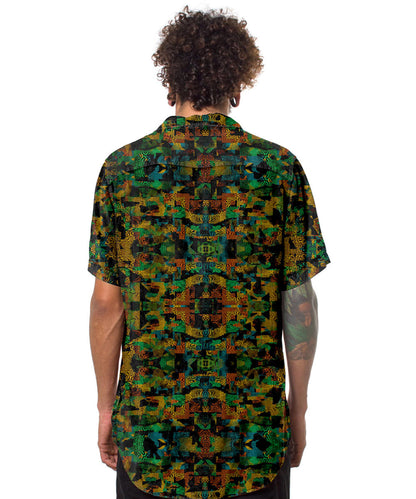 FUNTASM JUNGLE Short Sleeve Botton Shirt In Yellow