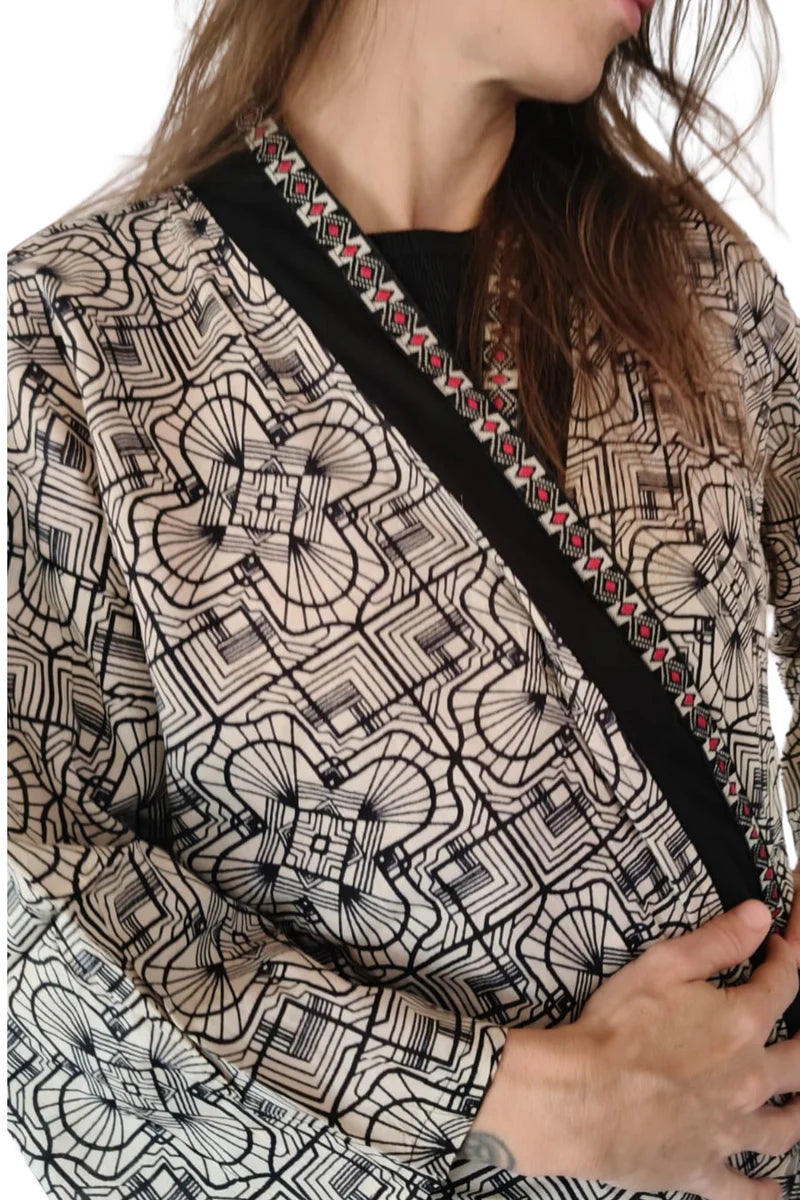 BOHO KIMONO BW Print