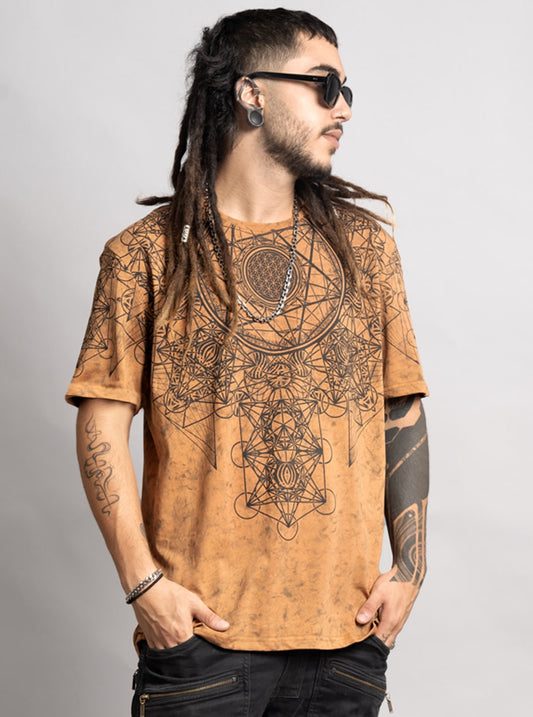 GRID THEORY T-Shirt In Orange Tie-Dye