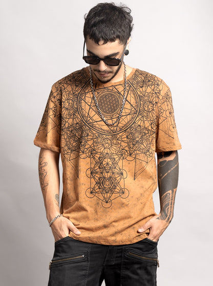 GRID THEORY T-Shirt In Orange Tie-Dye