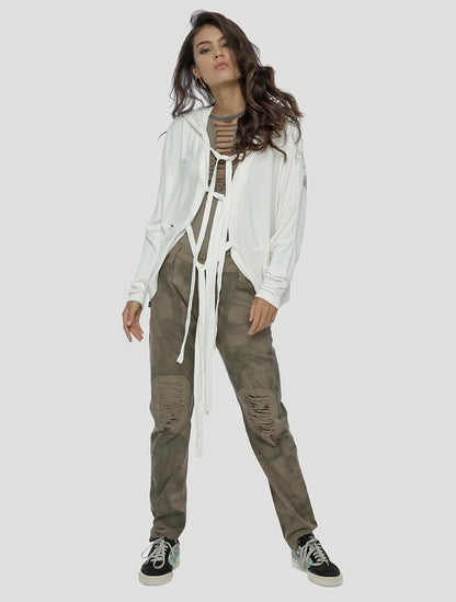 GEISHA UNISEX Hooded KIMONO In White