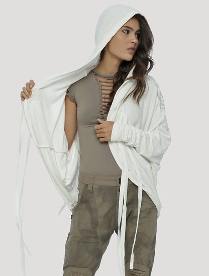 GEISHA UNISEX Hooded KIMONO In White