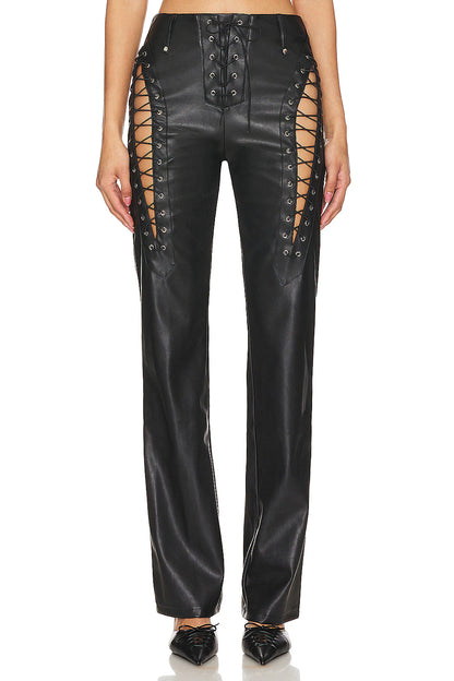 Xenia Faux leather Pants - Black