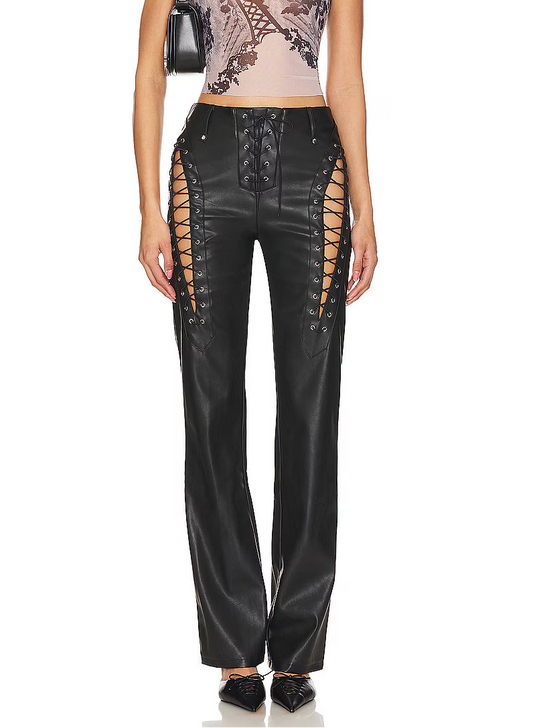 Xenia Faux leather Pants - Black