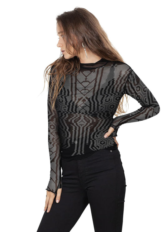 ICHI NET Long Sleeve Top