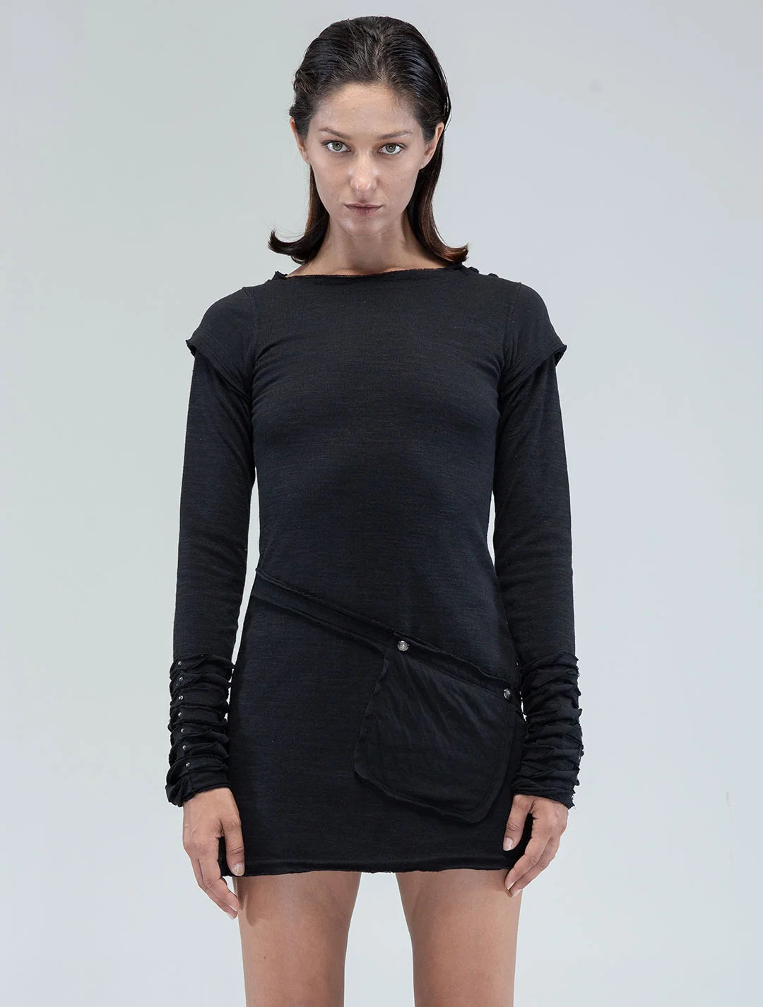 IGGY Long Sleeves Mini Dress In Black