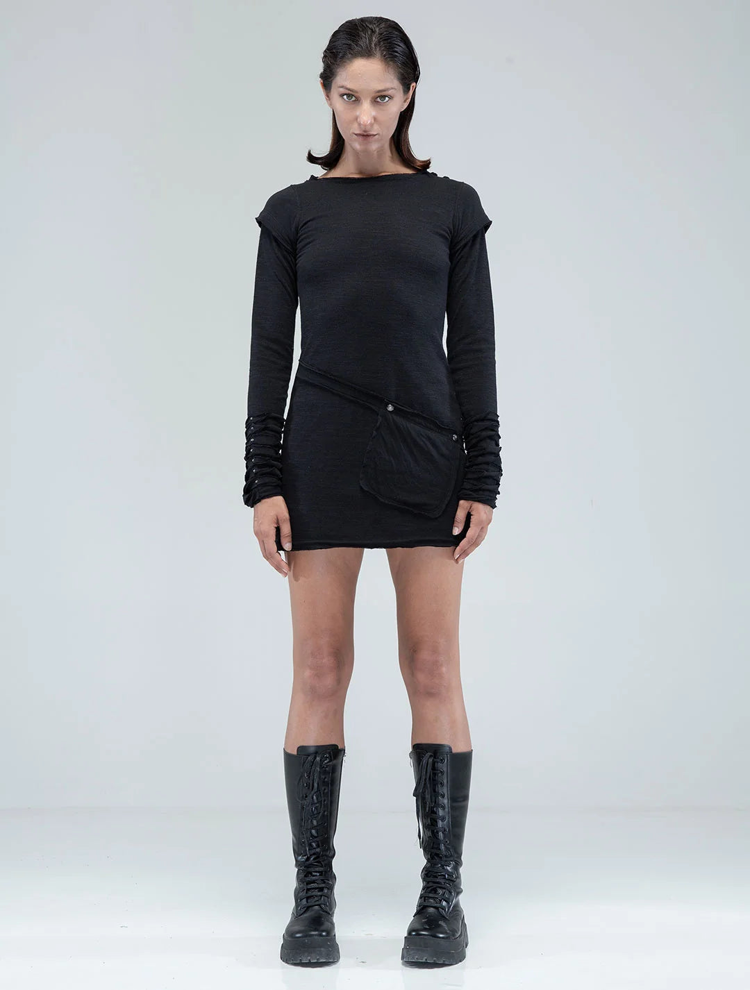 IGGY Long Sleeves Mini Dress In Black
