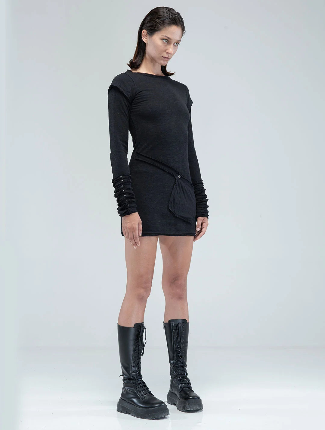 IGGY Long Sleeves Mini Dress In Black