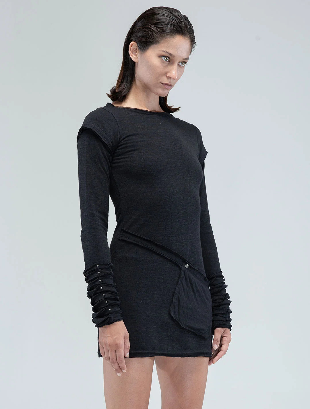 IGGY Long Sleeves Mini Dress In Black