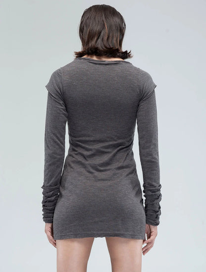 IGGY Long Sleeves Mini Dress In Charcoal