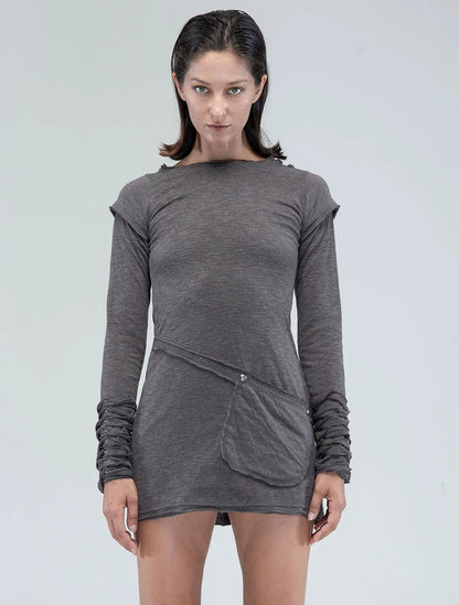 IGGY Long Sleeves Mini Dress In Charcoal