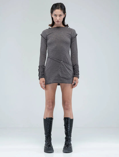 IGGY Long Sleeves Mini Dress In Charcoal