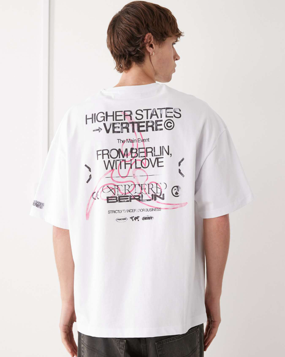 Vertere Berlin Higher States Oversized T-Shirt In White With Back Print