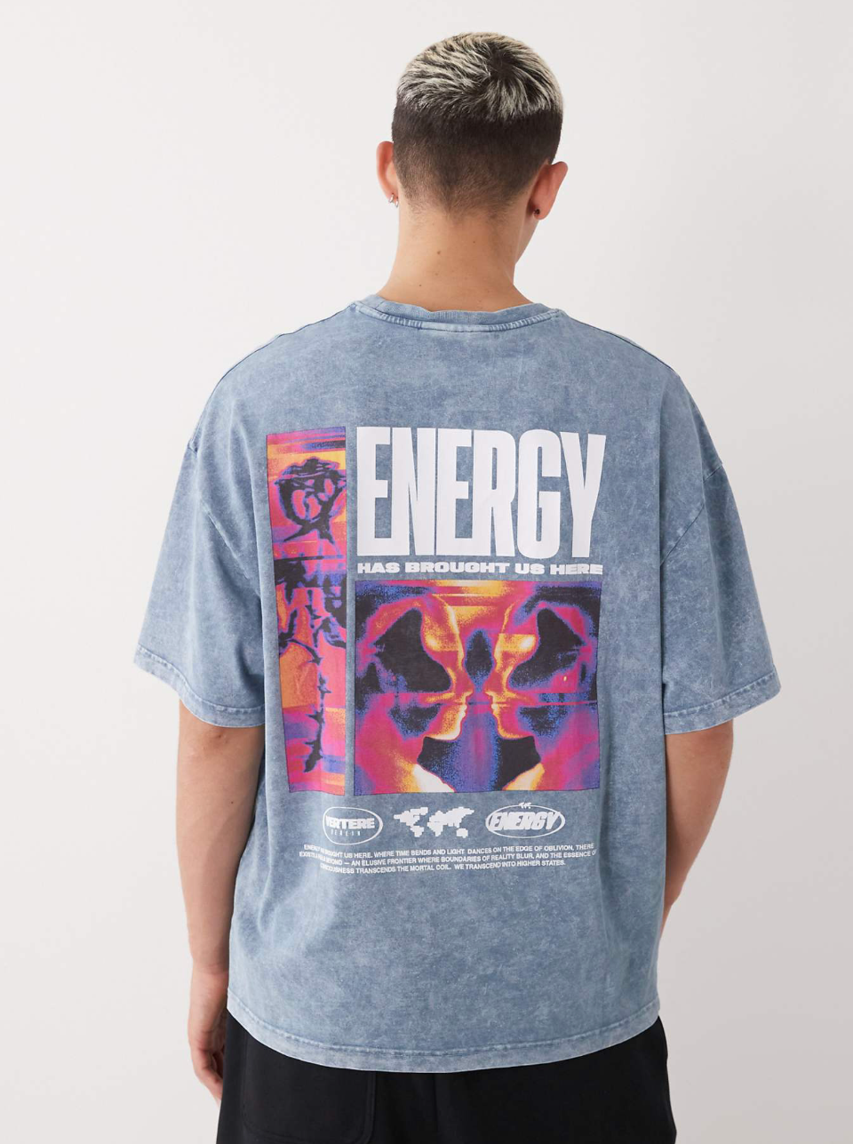 Vertere Berlin Energy Oversized T-Shirt In Washed Grey With Back Print