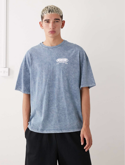 Vertere Berlin Energy Oversized T-Shirt In Washed Grey With Back Print